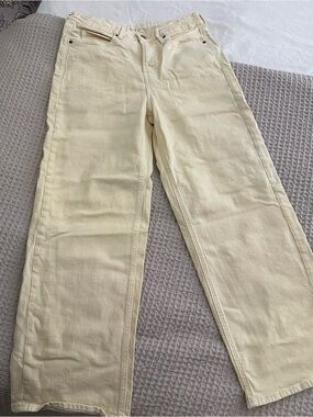 Old Navy Extra High-Rise Sky-Hi Wide Leg Yellow Jeans size 4P